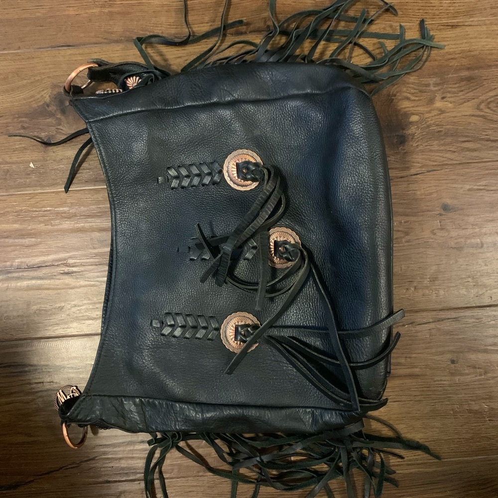 Black fringe American west purse